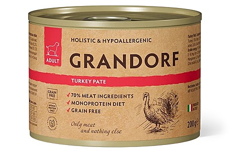 Grandorf Влажный корм для взрослых собак, паштет из индейки 200г