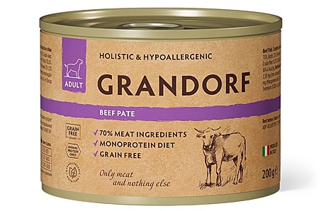 Grandorf Влажный корм для взрослых собак, паштет из говядины 200г