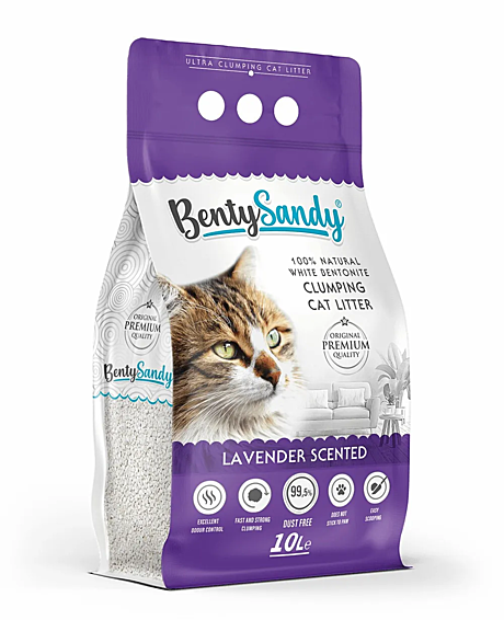 BentySandy Lavender наполнитель комкующийся глиняный, с ароматом лаванды 10л