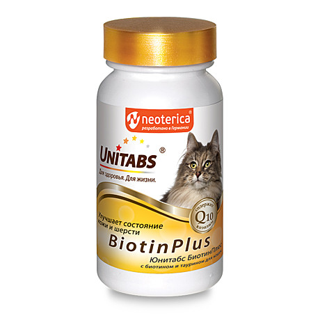 Unitabs BiotinPlus БиотинПлюс с биотином и таурином для кошек 120таб.