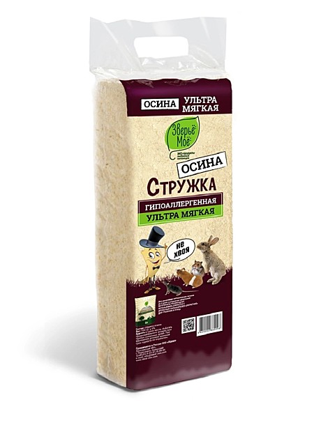 Зверьё моё Опилки для мелких животных, осина 600г