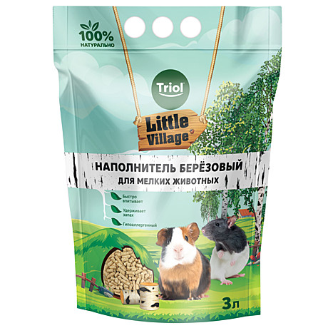 Triol LITTLE VILLAGE Наполнитель для мелких животных березовый, 3л