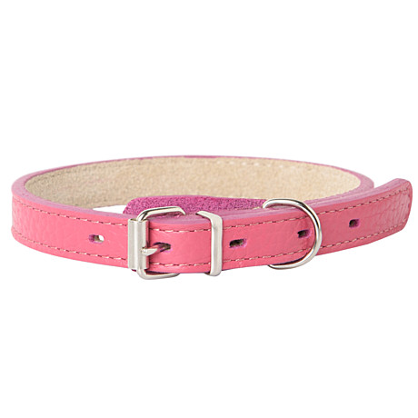 Mr.Kranch Ошейник для собак из натуральной кожи прямой, 39-50см, розовый