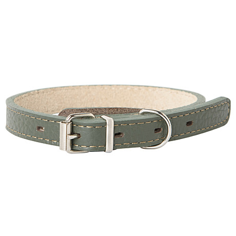 Mr.Kranch Ошейник для собак из натуральной кожи прямой, 33-40см, оливковый