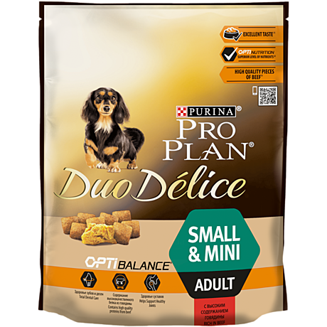 Pro Plan Small&Mini Adult Дуо Делис Корм для собак мелких пород, с говядиной 700г