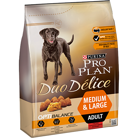 Pro Plan Medium&Large Adult Дуо Делис Корм для собак средних и крупных пород, с говядиной 2,5кг
