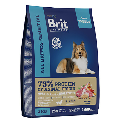 Brit Premium All Breeds Sensitive Lamb Корм для собак всех пород с чувствительным пищеварением 3кг
