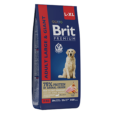 Brit Premium Adult Large&Giant Корм для взрослых собак крупных и гигантских пород,с курицей 15кг
