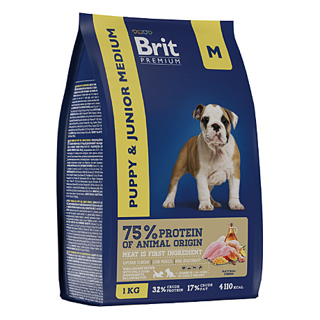 Brit Premium Puppy&Junior Medium Корм для щенков средних пород, с курицей 1кг