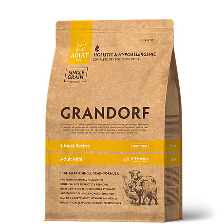 Grandorf Dog MINI 4 Probiotic Корм для собак мелких пород, 4 мяса с пробиотиками 3кг