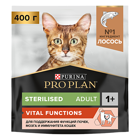 Pro Plan Sterilised VITAL FUNCTIONS Корм для стерилизованных кошек, с лососем 400г