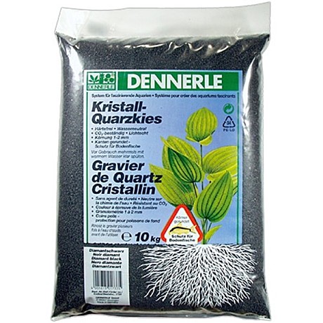Dennerle Kristall-Quarz Аквариумный грунт фракции 1-2 мм, цвет черный, 5кг